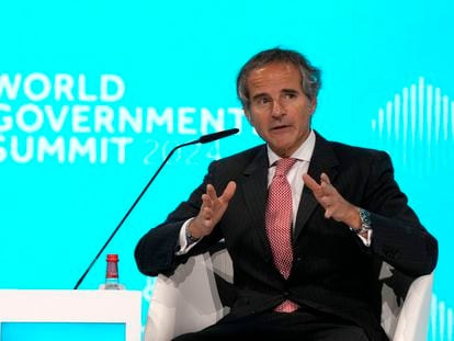Rafael Mariano Grossi, the director-general of the International Atomic Energy Agency speaks during the World Governments Summit in Dubai, United Arab Emirates, Feb. 13, 2024.
