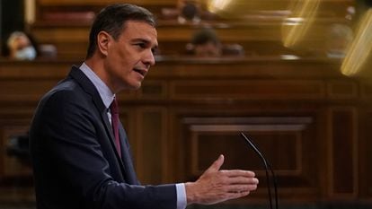 Spanish Prime Minister Pedro Sánchez speaking in parliament on Wednesday.