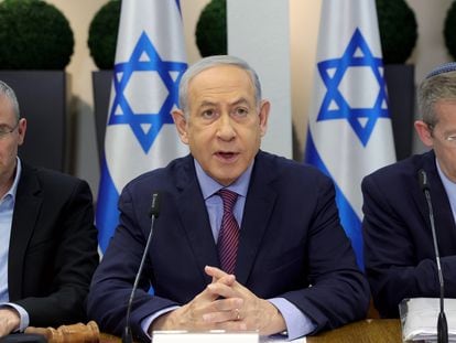 Israeli Prime Minister Benjamin Netanyahu during a cabinet meeting in Tel Aviv on December 31.