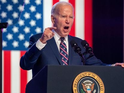 US President Joe Biden delivers remarks at a campaign event 10 miles from Valley Forge National Historical Park in Blue Bell, Pennsylvania, USA, 05 January 2024.