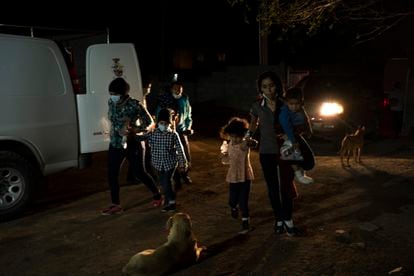 Migrant families waiting to be accepted at the Pan y vida shelted in Ciudad Juárez, Mexico. 
