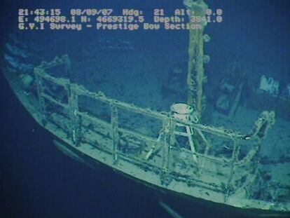 An image of the sunken Prestige taken in 2007 during the last expedition to the wreck.