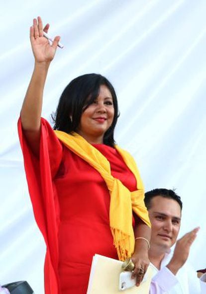 Gisela Mota during her swearing in ceremony as mayor of Temixco.