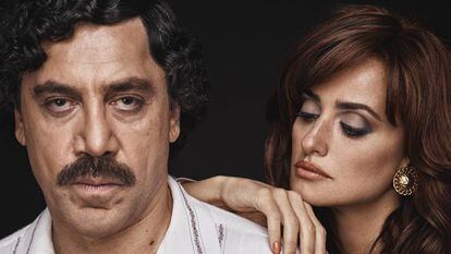 Javier Bardem and his wife, Pen&eacute;lope Cruz, in character as Pablo Escobar and Virginia Vallejo.