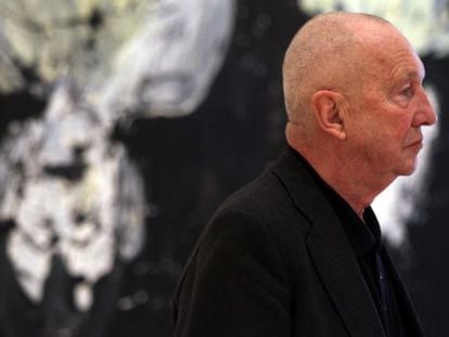 Georg Baselitz in front of one of the paintings from his &#039;Mrs Lenin and the Nightingale&#039; series.