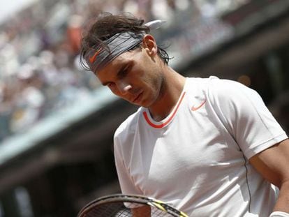 Rafael Nadal during his first round match against Germany&#039;s Daniel Brands on Monday. 