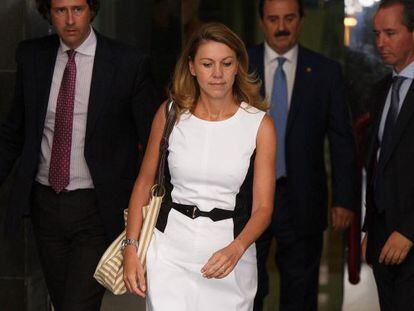 PP (Popular Party) secretary general Mar&iacute;a Dolores de Cospedal leaves the Spanish High Court on August 14, 2013 in Madrid, Spain. 