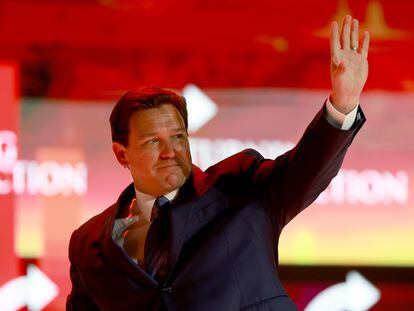 Florida Gov. Ron DeSantis walks off stage after speaking during the Turning Point USA Student Action Summit held at the Tampa Convention Center on July 22, 2022 in Tampa, Florida.