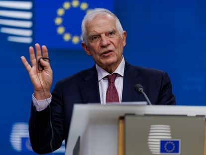 EU High Representative for Foreign Affairs and Security Policy Josep Borrell talks to the press after the European Foreign Ministers Council meeting in Brussels, Belgium, on Jan. 22, 2024.