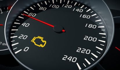 The engine’s Malfunction Indicator Light (MIL) is illuminated on a dashboard.