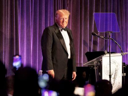 Former President of the United States, Donald J. Trump, takes the stage during the 111th New York Young Republicans Gala in New York, USA, December 09, 2023.