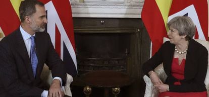 Felipe VI and Theresa May at 10, Downing Street.