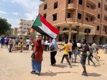 Protests against the coup in the streets of Khartoum, on July 17.