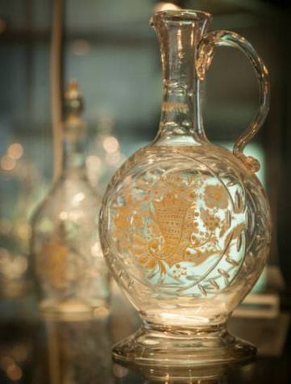 An 18th-century glass bottle at the museum of the Royal Glass Factory in La Granja.
