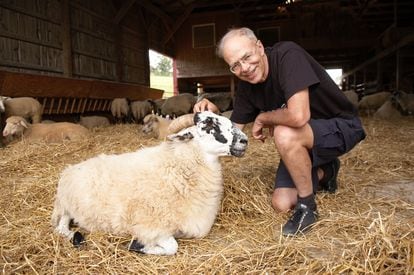 Philosopher Peter Singer at Farm Sanctuary in Watkins Glen, New York.