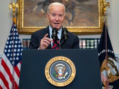President Joe Biden speaks on student loan debt forgiveness, in the Roosevelt Room of the White House, Oct. 4, 2023, in Washington