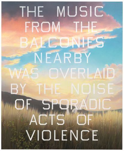 'The Music from the Balconies' (1984). Oil on canvas by Ed Ruscha.