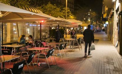 The outdoor café in Barcelona's Molina square where one of Wednesday's arrests took place.