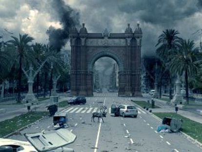 A scene from the apocalyptic movie The Last Days, which is set in Barcelona. 