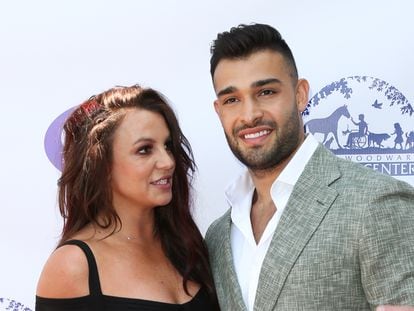 Britney Spears and Sam Asghari, at an awards show in Los Angeles, California, in September 2019.