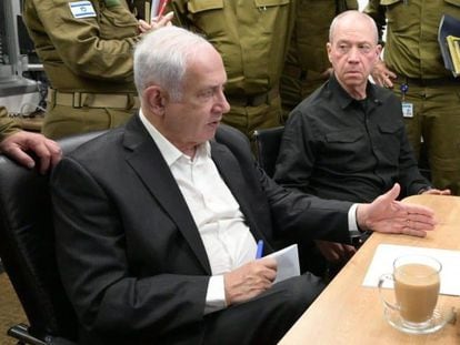 Israeli Prime Minister Benjamin Netanyahu during a meeting in Tel Aviv on October 8.