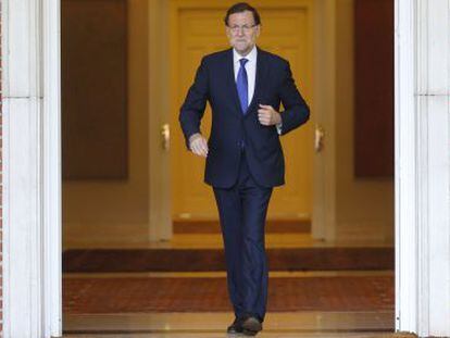 Mariano Rajoy leaves La Moncloa prime minister’s residence.