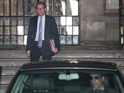 Catalan premier Artur Mas exits the regional seat of government on Tuesday.