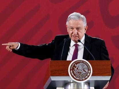 The Mexican president Andrés Manuel López Obrador during one of his morning conferences.
