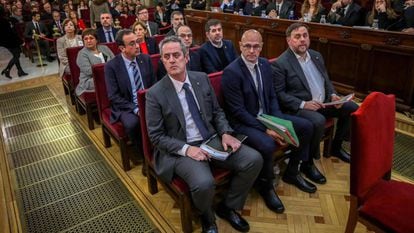 The 12 defendants in the ongoing trial of Catalan independence leaders.