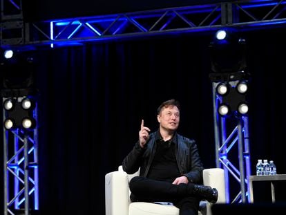 Tesla and SpaceX CEO Elon Musk speaks at conference in Washington, Monday, March 9, 2020.