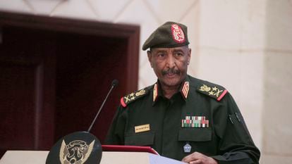 Sudan's Army chief Gen. Abdel-Fattah Burhan speaks following the signature of an initial deal aimed at ending a deep crisis caused by last year's military coup, in Khartoum, Sudan, Dec. 5, 2022.