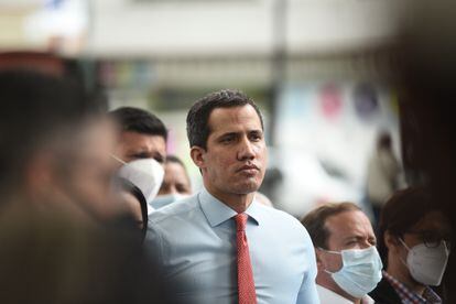 File photo of Venezuelan opposition leader Juan Guaidó during a press conference in Caracas.