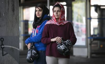 Sadaf Rahimi (left) and Shabnam in Madrid.