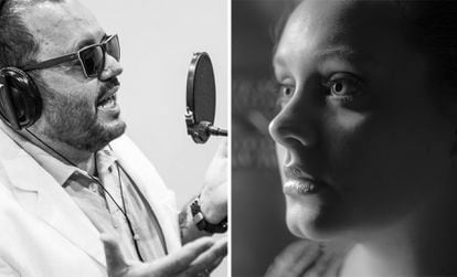 Brazilian songwriter Toninho Geares (l) and British singer Adele.