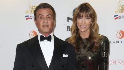Sylvester Stallone and his wife, Jennifer Flavin, at a dinner in honor of the actor held during the Cannes film festival in May 2019.