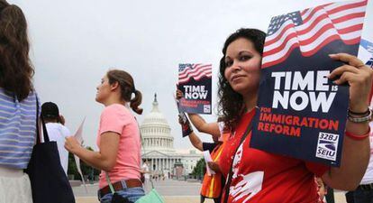 A demonstration in Washington DC in favor of immigration reform.