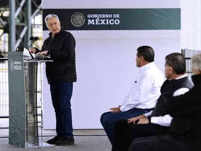 Manuel Bartlett, the director of Mexico’s Federal Electricity Commission, speaks at an event in the state of Coahuila.