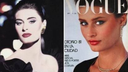 Nastasia Urbano, in a Yves Saint Laurent campaign (l) and on the cover of Vogue (r).