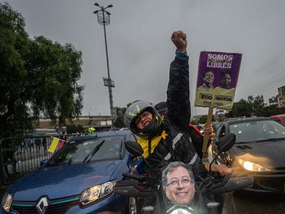 Supporters of presidential candidate Gustavo Petro celebrate his victory in Bogotá, Colombia.