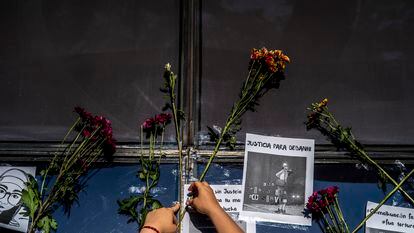 A protest for the femicide of Debanhi Escobar in Mexico City on April 22, 2022.