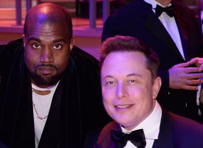 Rapper Kanye West and Elon Musk, owner of Twitter, in a 2021 image.