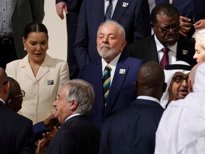FILE - Brazil President Luiz Inacio Lula da Silva attends a group photo at the COP28 U.N. Climate Summit, Dec. 1, 2023, in Dubai, United Arab Emirates.