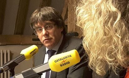 Puigdemont during the interview on Tuesday.