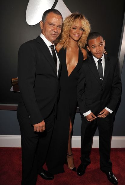 Ronald Fenty and his children, the singer and businesswoman Rihanna and Rajad Fenty in 2012. 