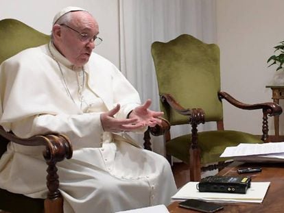 Pope Francis during the interview with EL PAÍS on Friday.