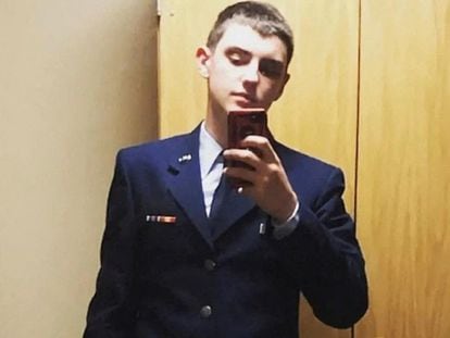 An undated picture shows Jack Douglas Teixeira, a 21-year-old member of the U.S. Air National Guard.
