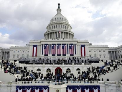 A view of the US Capitol Building ahead of Joe Biden's inaugural address, on January 20th, 2021.