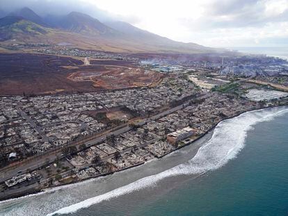 Wildfire wreckage is shown Thursday, Aug. 10, 2023, in Lahaina, Hawaii