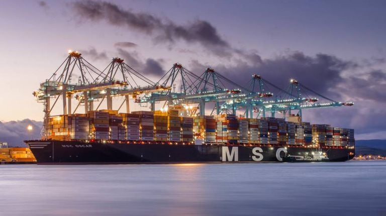 A container vessel at Algeciras.