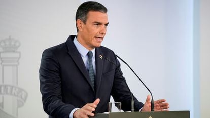 Spanish Prime Minister Pedro Sánchez at a press conference on Friday.